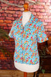 70s Disco Bluse bunt Megakragen
