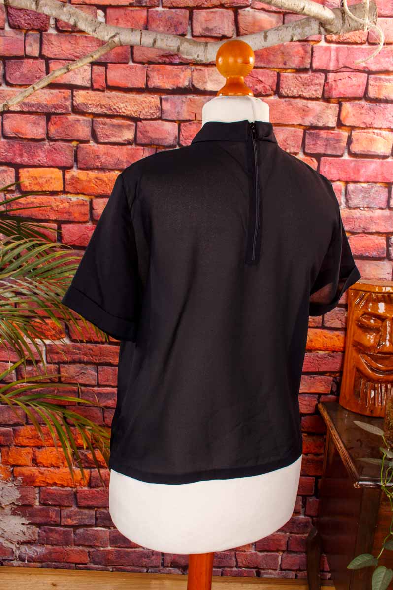 60s Bluse Top schwarz Spitze