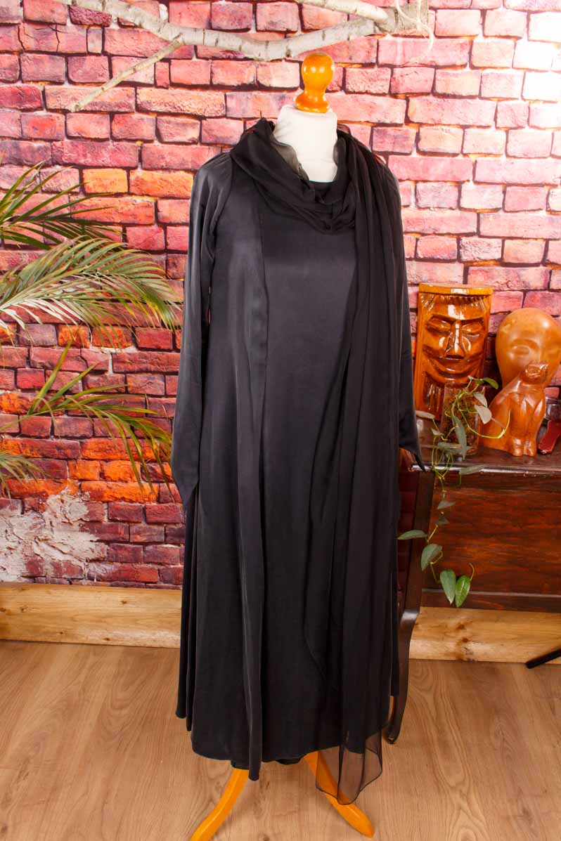 Seidenkleid schwarz + Chiffon