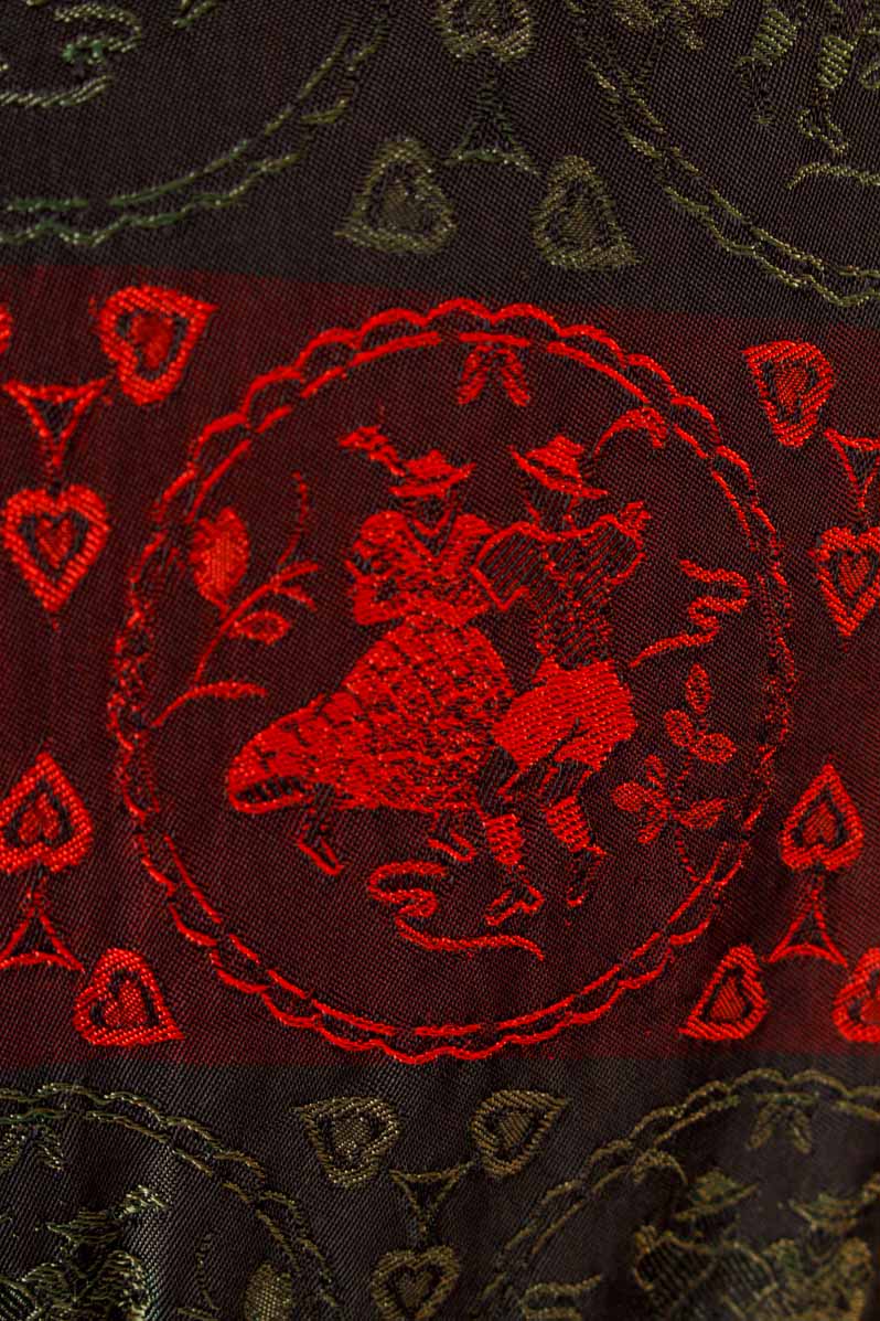 Vintage Brokat Dirndl rot grün