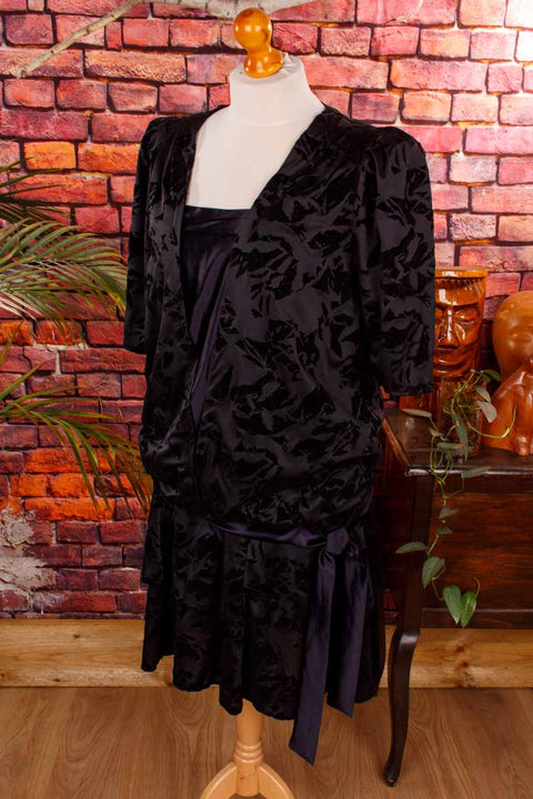 ausgefallenes 80s Kleid schwarz