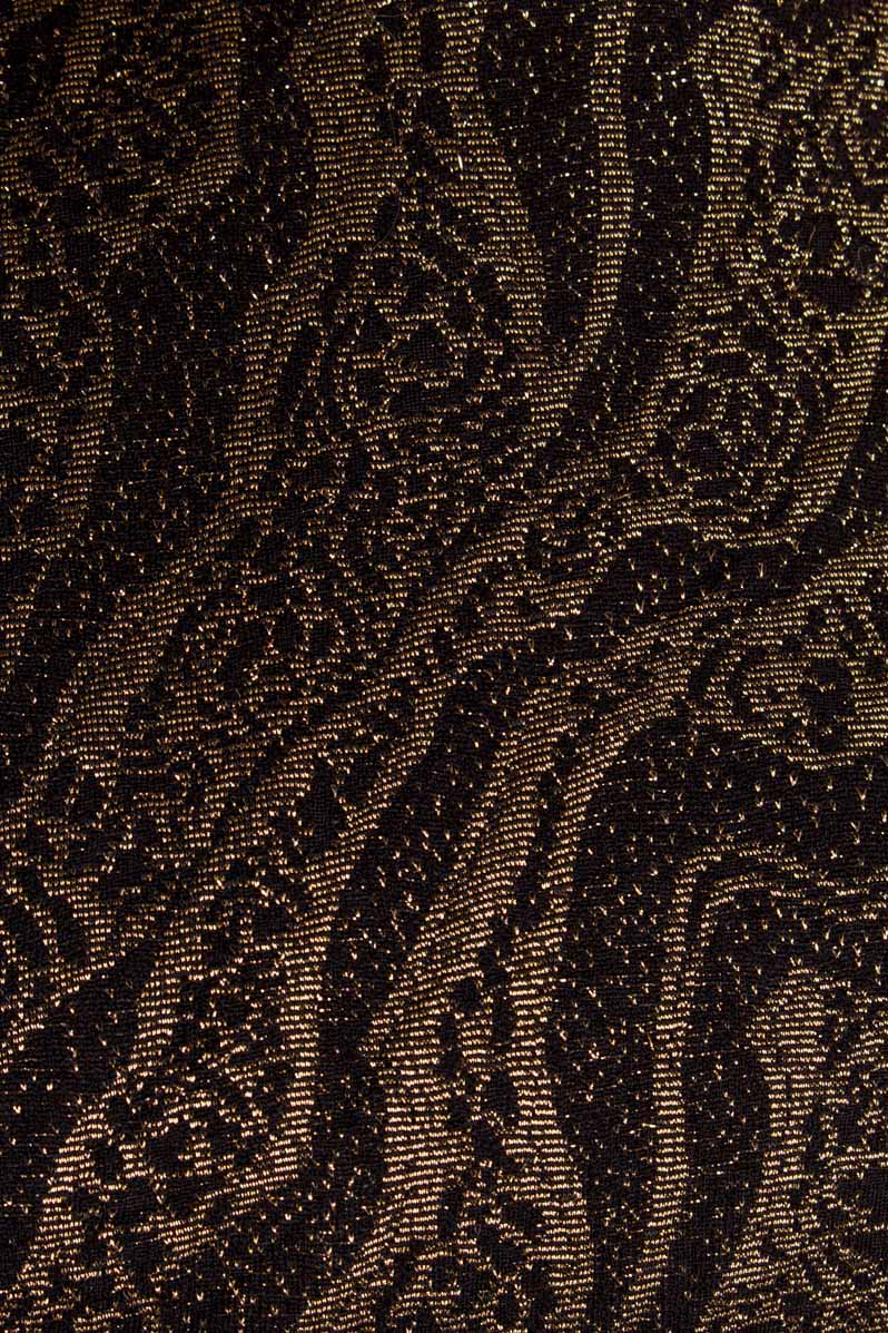 60s Brokat Etuikleid schwarz gold