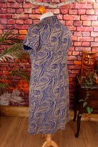 60s Brokat Kleid blau gold
