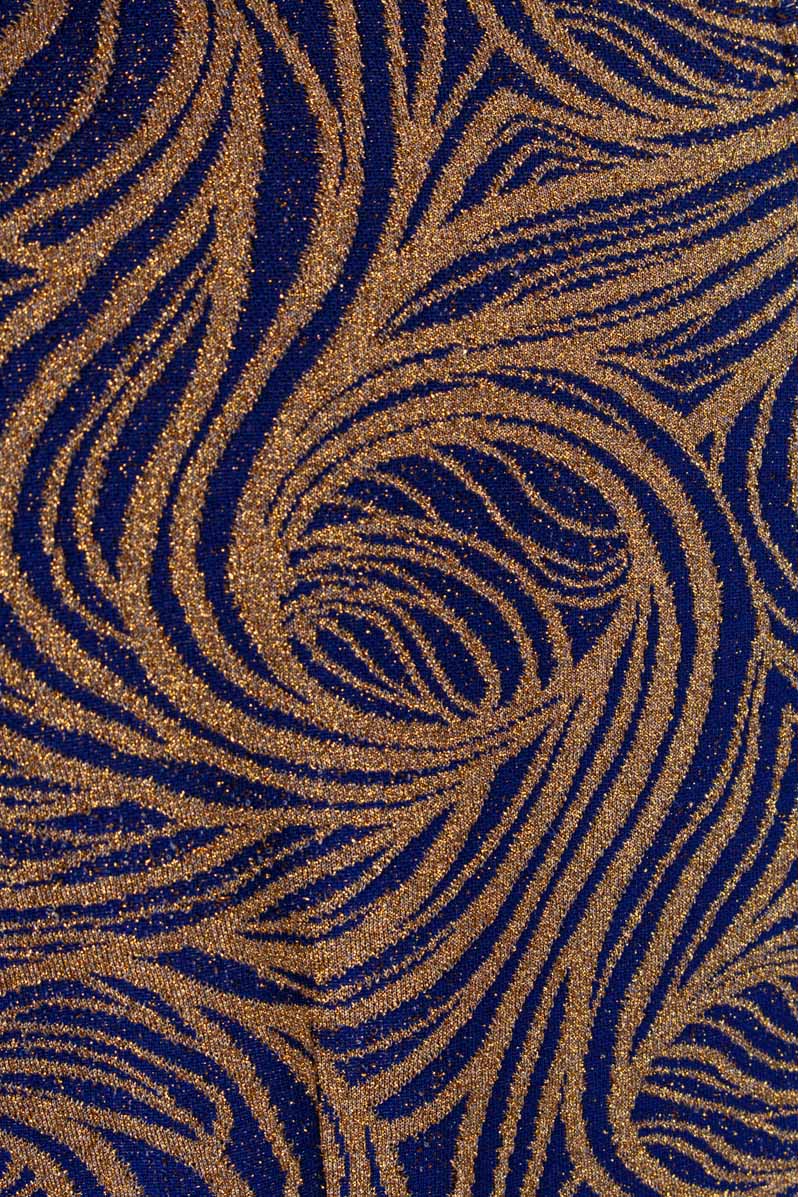 60s Brokat Kleid blau gold