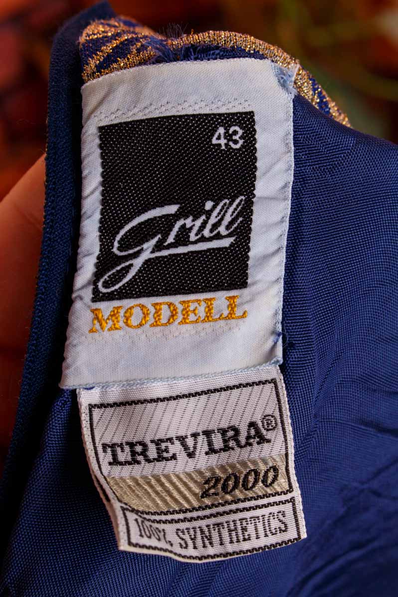 60s Brokat Kleid blau gold