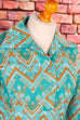70s Schlagerkleid türkis Muster