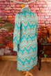 70s Schlagerkleid türkis Muster