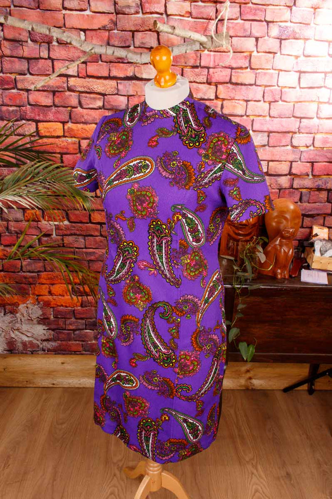60s Disco Kleid lila Paisley