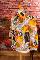 Megakragen Bluse bunt Muster