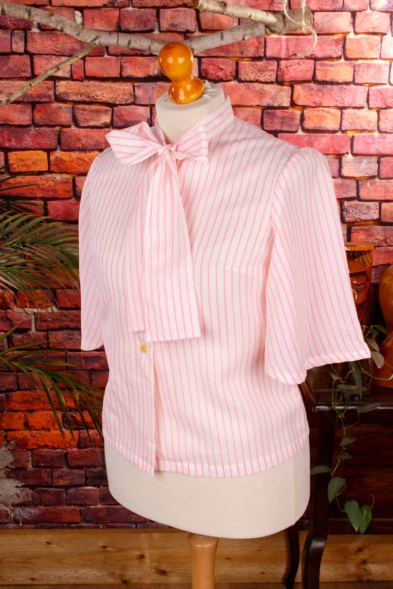 Schluppenbluse rosa Nadelstreifen