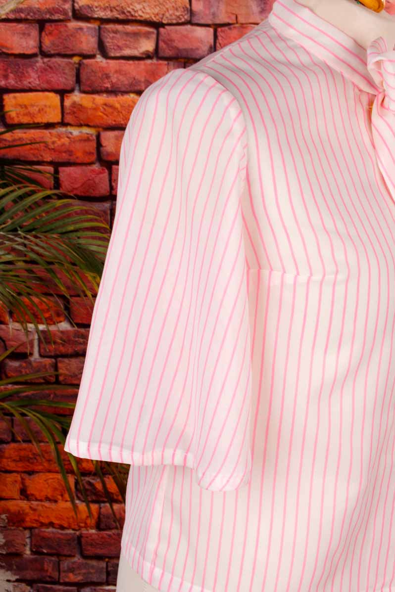 Schluppenbluse rosa Nadelstreifen