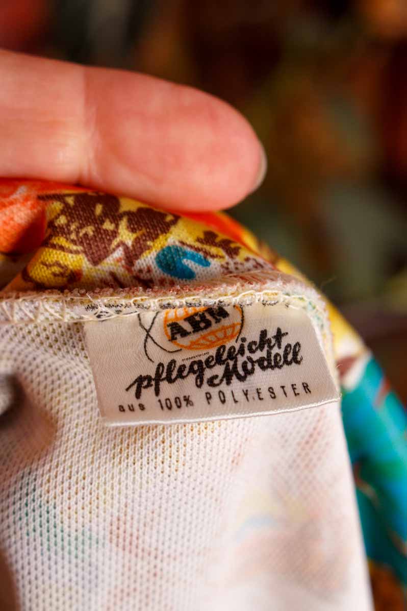70s Bluse bunt Megakragen
