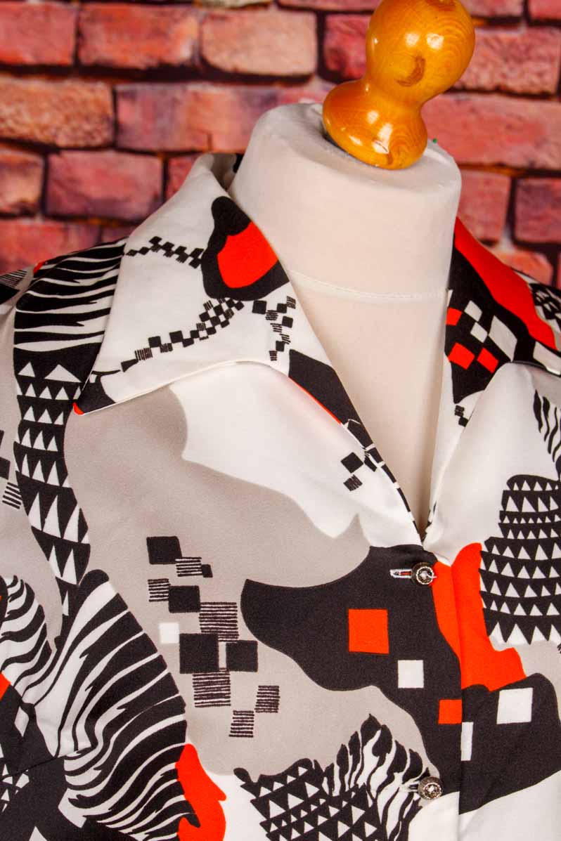 70s Schlager Bluse Megakragen