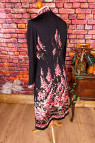 Etuikleid schwarz Pink Blumen