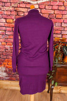 lila Strickkleid Stehkragen