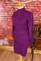 lila Strickkleid Stehkragen