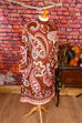 60s Disco Kleid braun rosa Paisley