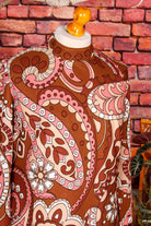 60s Disco Kleid braun rosa Paisley
