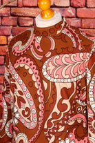 60s Disco Kleid braun rosa Paisley