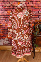 60s Disco Kleid braun rosa Paisley