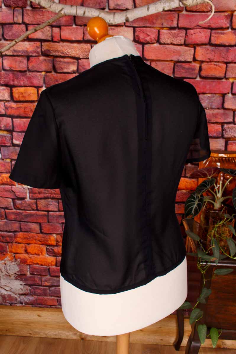60s Top Bluse schwarz Spitze
