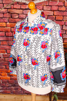 70s Disco Bluse bunt Riesenkragen