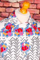 70s Disco Bluse bunt Riesenkragen