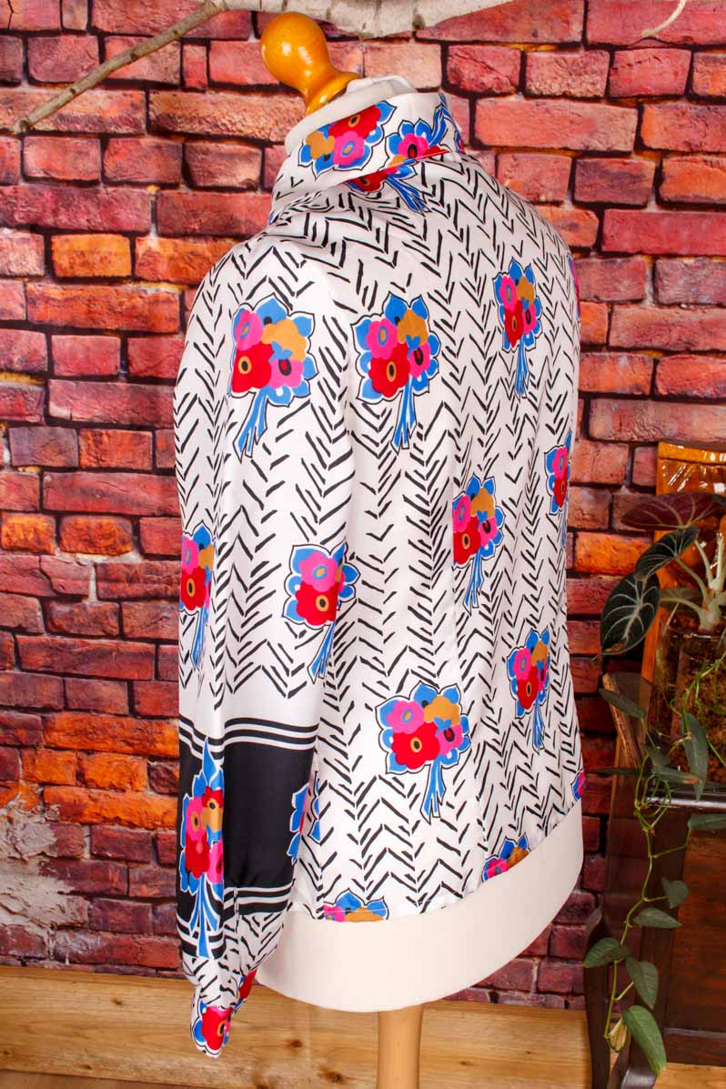 70s Disco Bluse bunt Riesenkragen