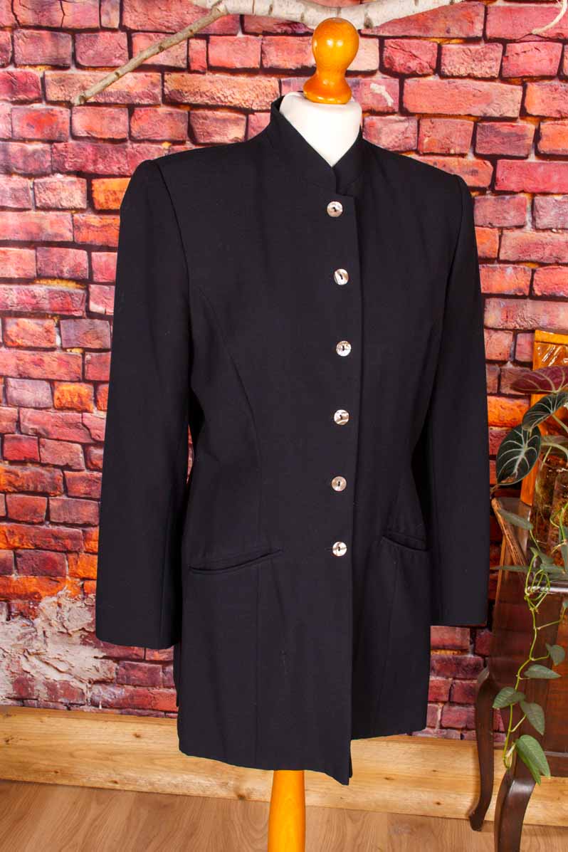 Longblazer schwarz Stehkragen