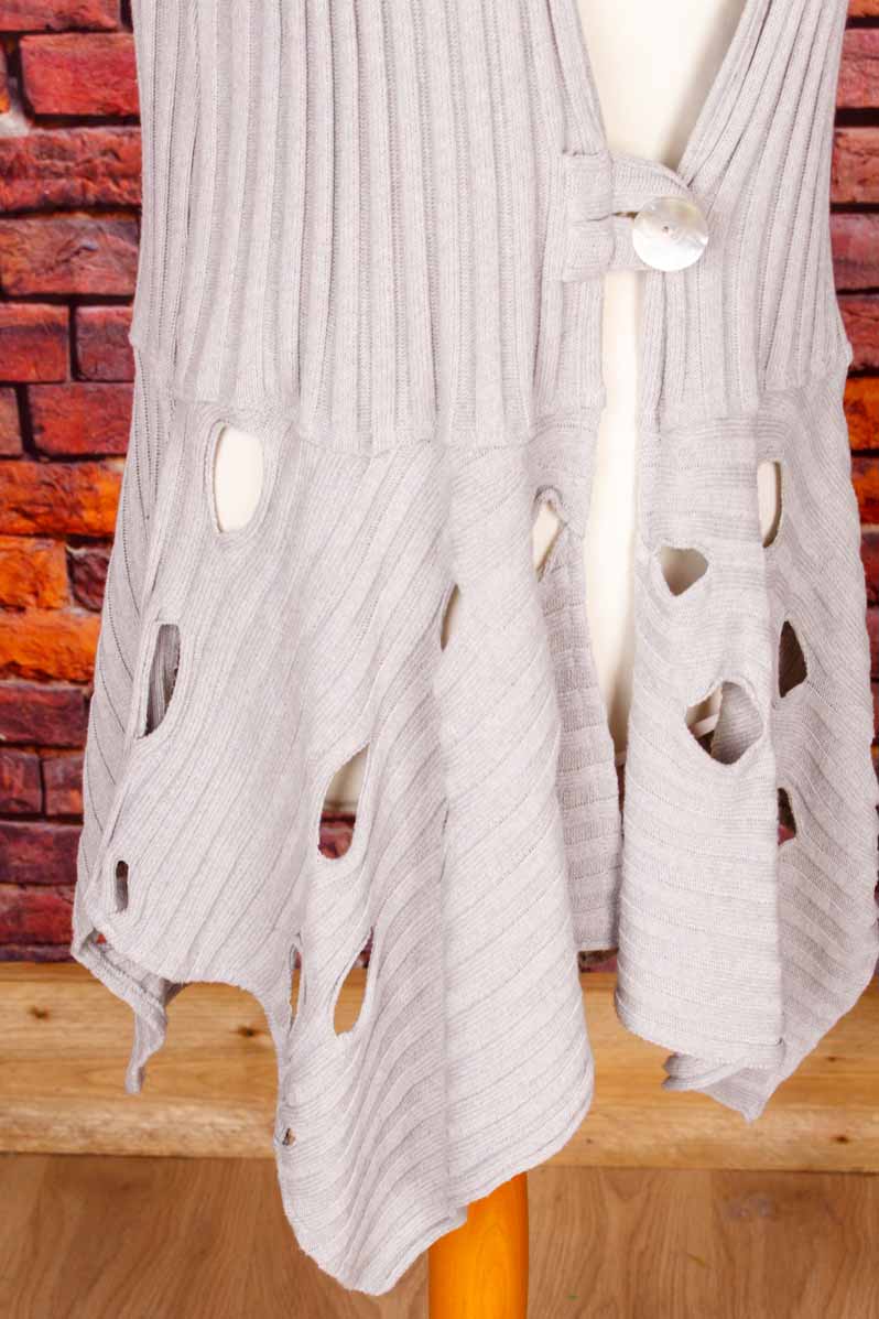 Boho Langweste silbergrau Strick