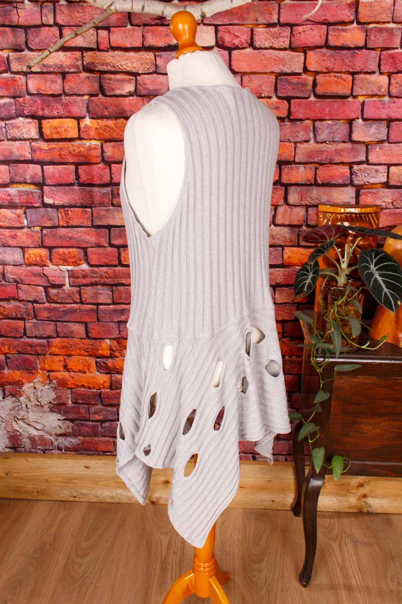 Boho Langweste silbergrau Strick