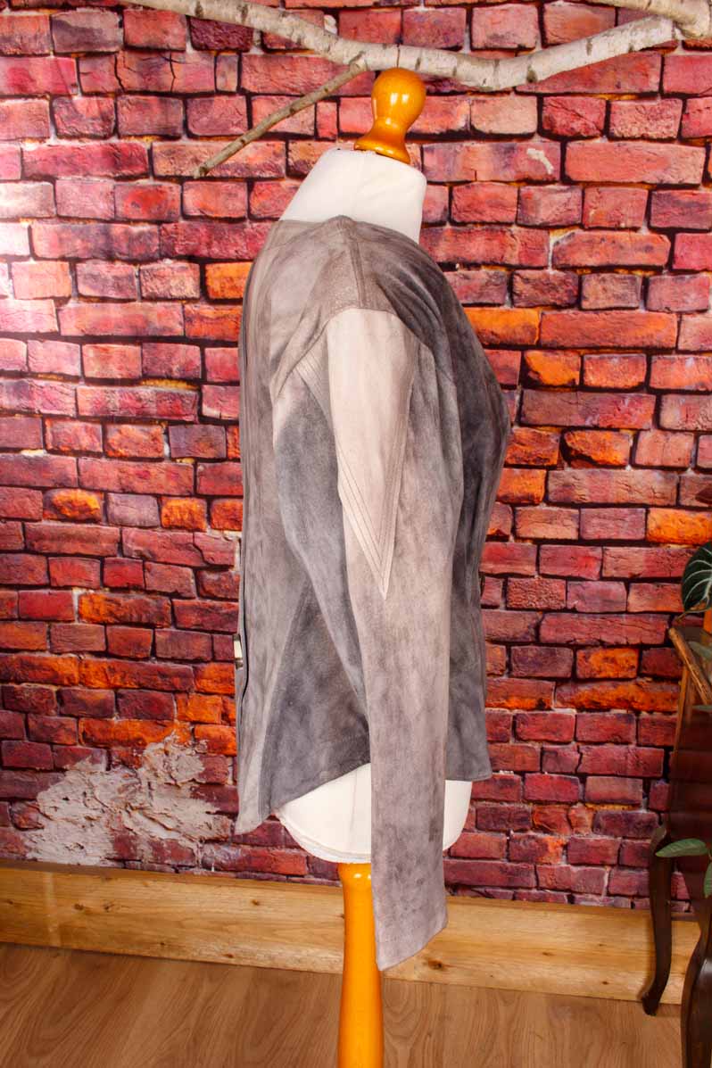 Boho Lederjacke Blazer grau