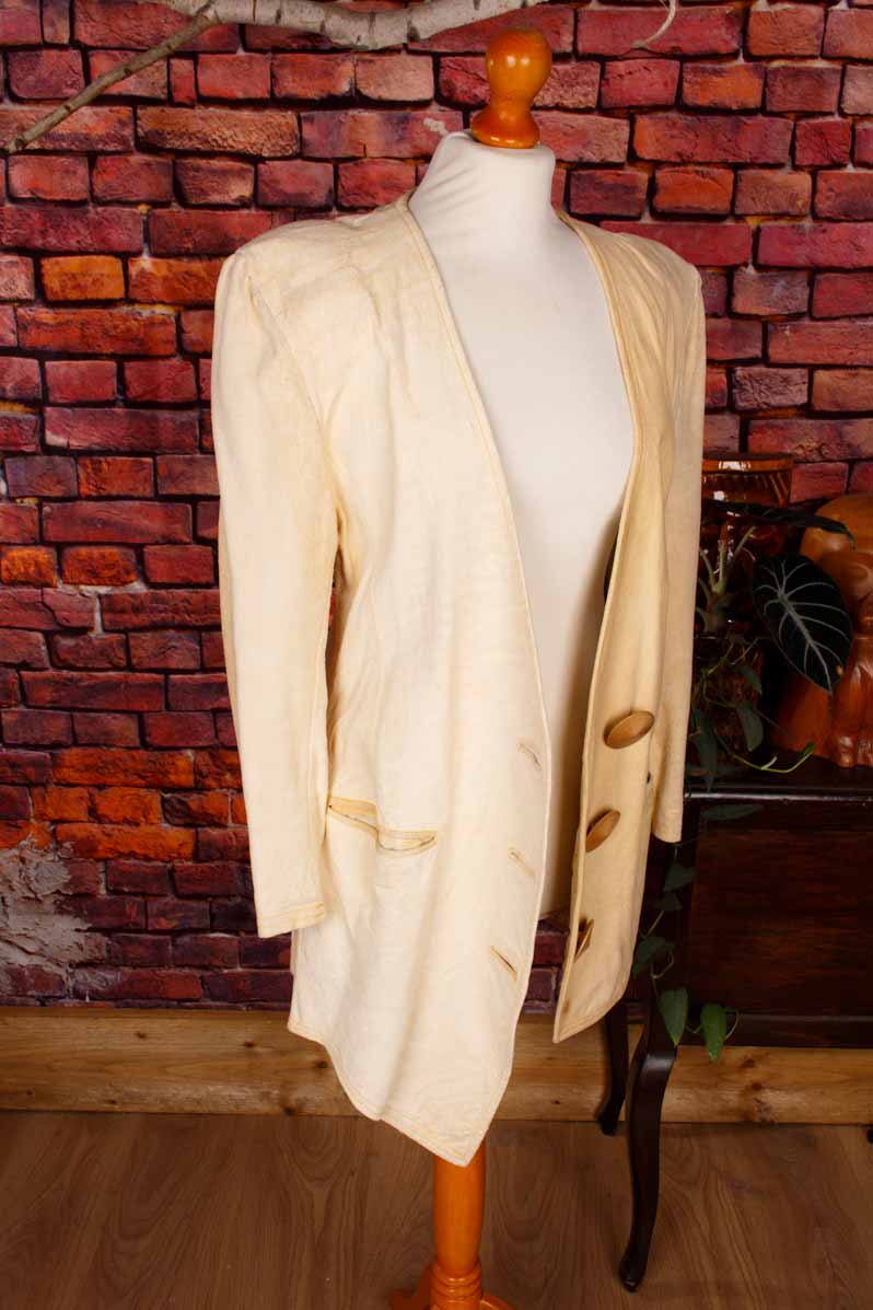 Boho Lederjacke Blazer beige