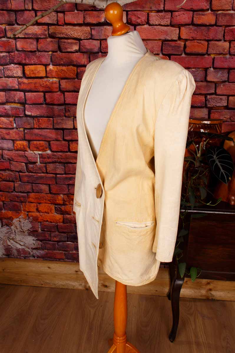 Boho Lederjacke Blazer beige
