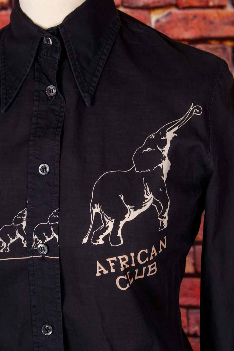 Bluse schwarz Elefanten