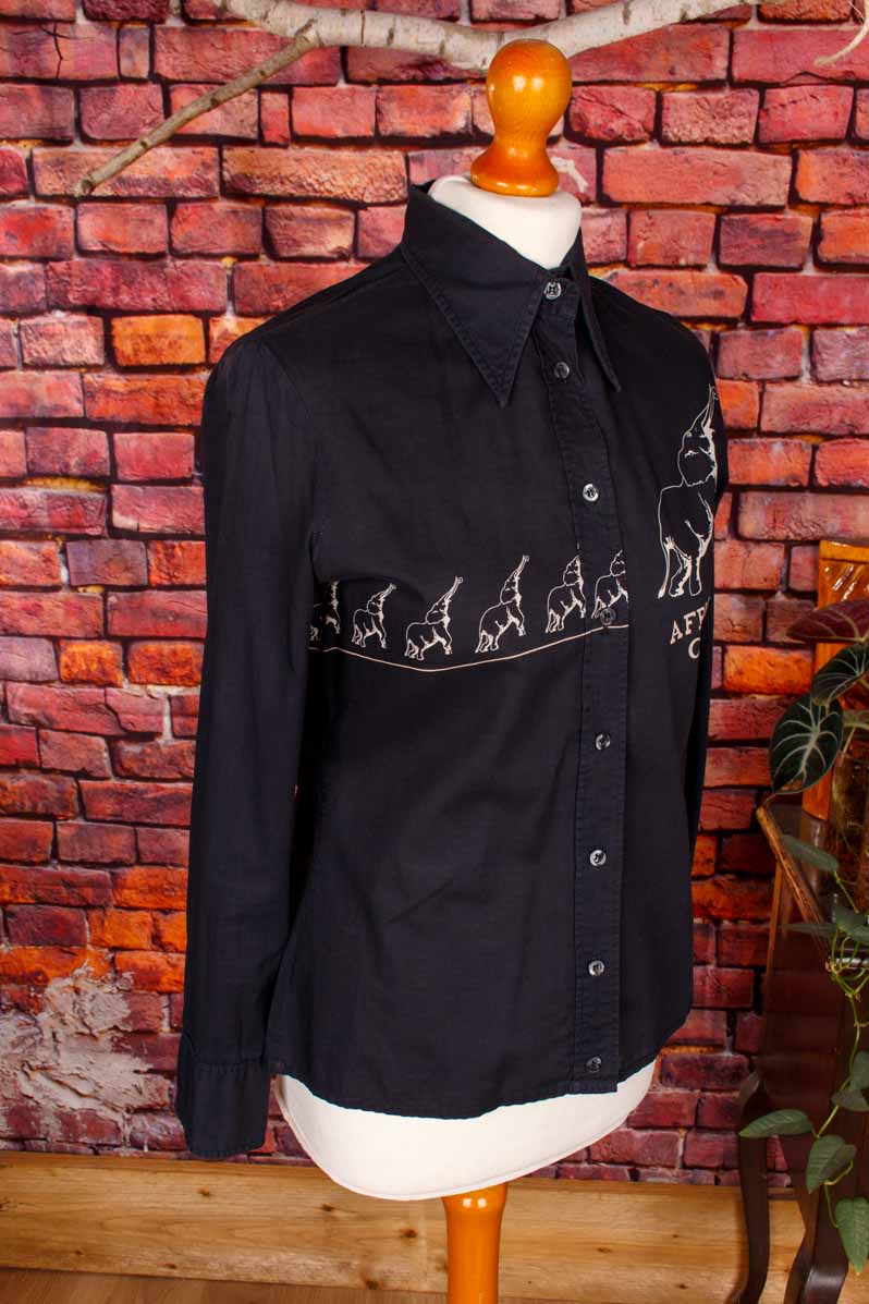 Bluse schwarz Elefanten