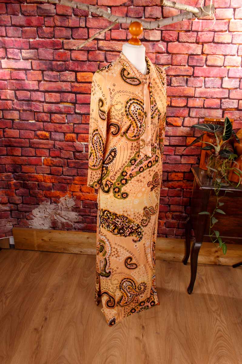 Boho Maxikleid lang beige Muster