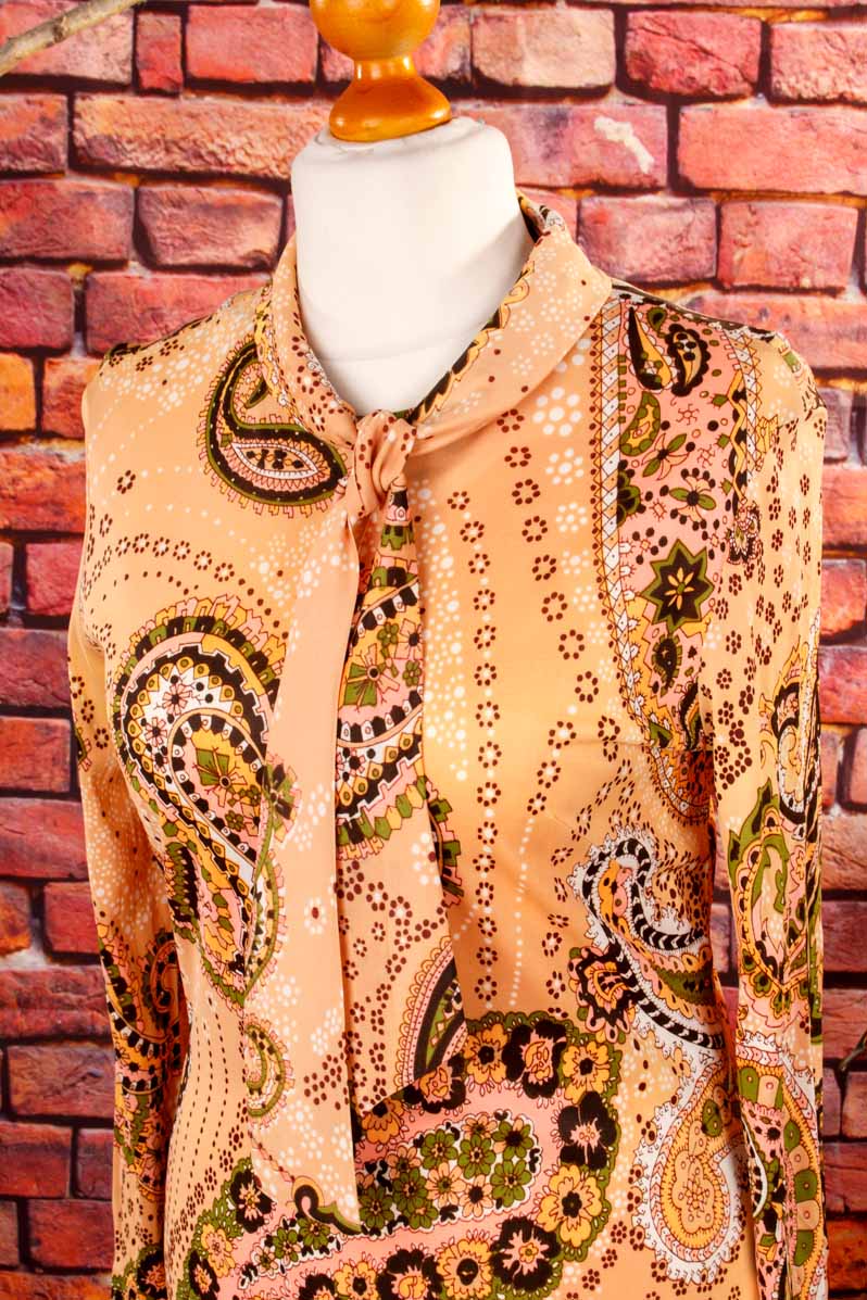 Boho Maxikleid lang beige Muster
