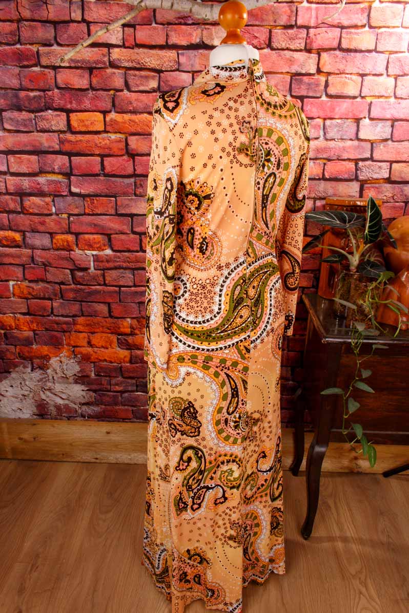 Boho Maxikleid lang beige Muster