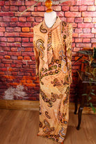 Boho Maxikleid lang beige Muster