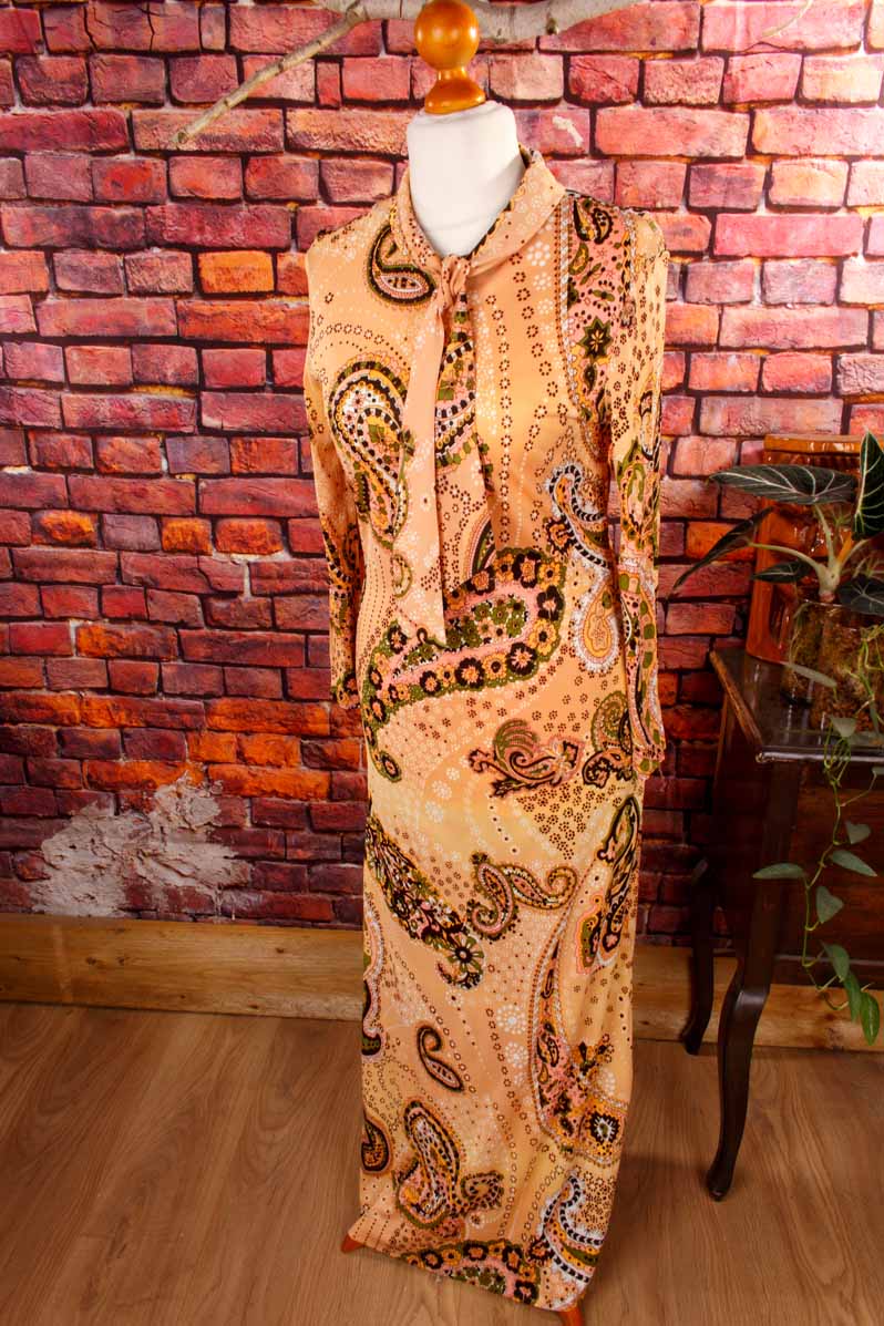 Boho Maxikleid lang beige Muster