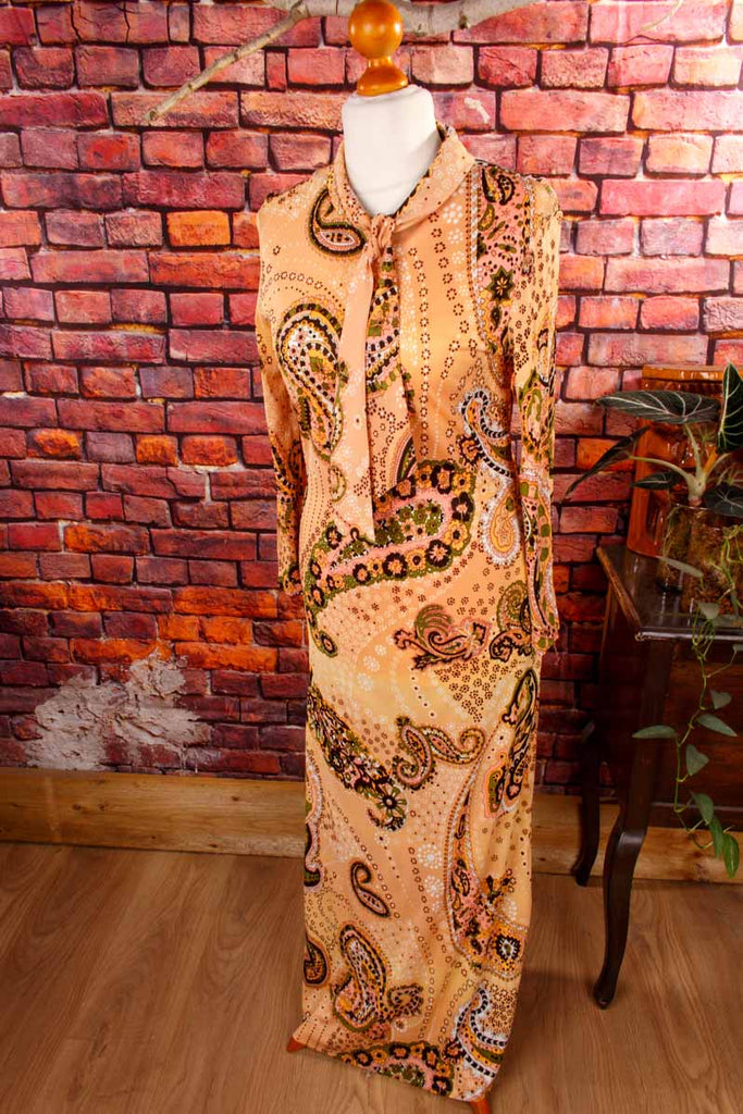 Boho Maxikleid lang beige Muster