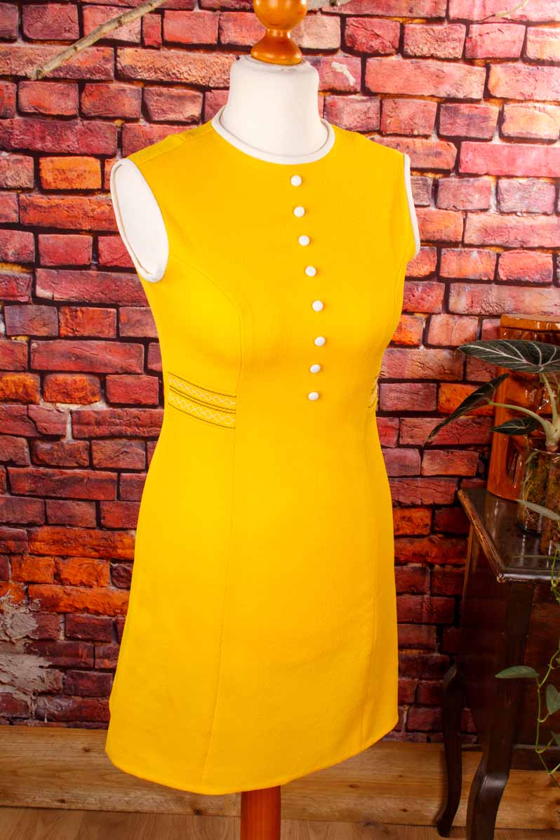 Vintage Disco Minikleid gelb