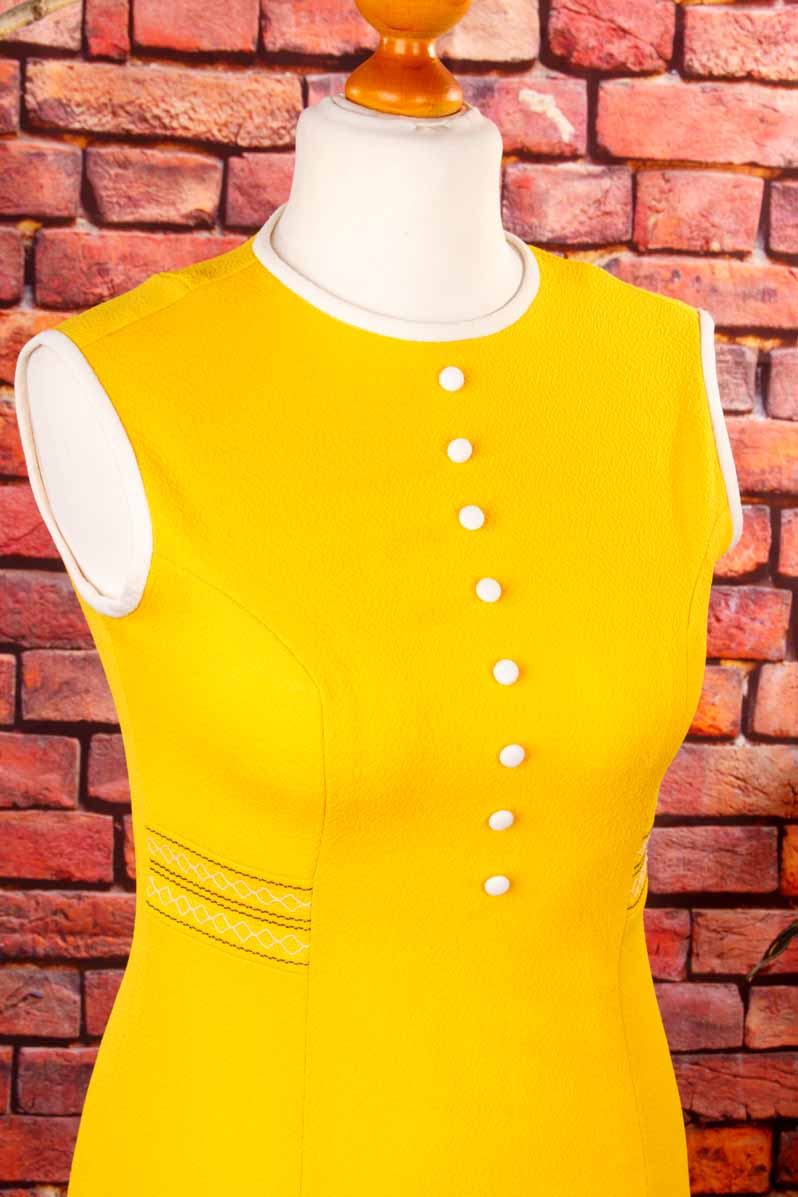 Vintage Disco Minikleid gelb