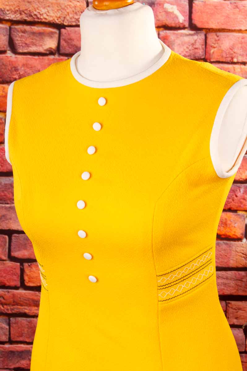 Vintage Disco Minikleid gelb