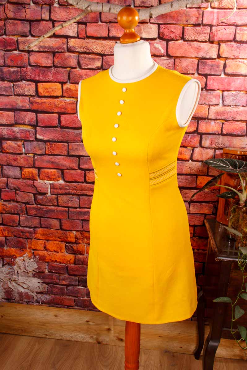 Vintage Disco Minikleid gelb