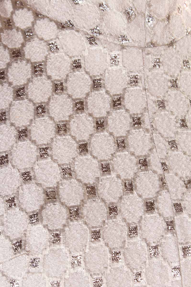 60s Abendkleid silber Schachbrett