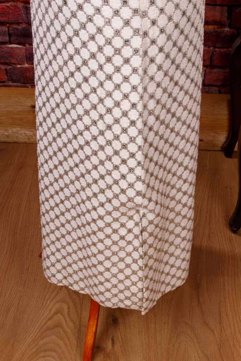 60s Abendkleid silber Schachbrett