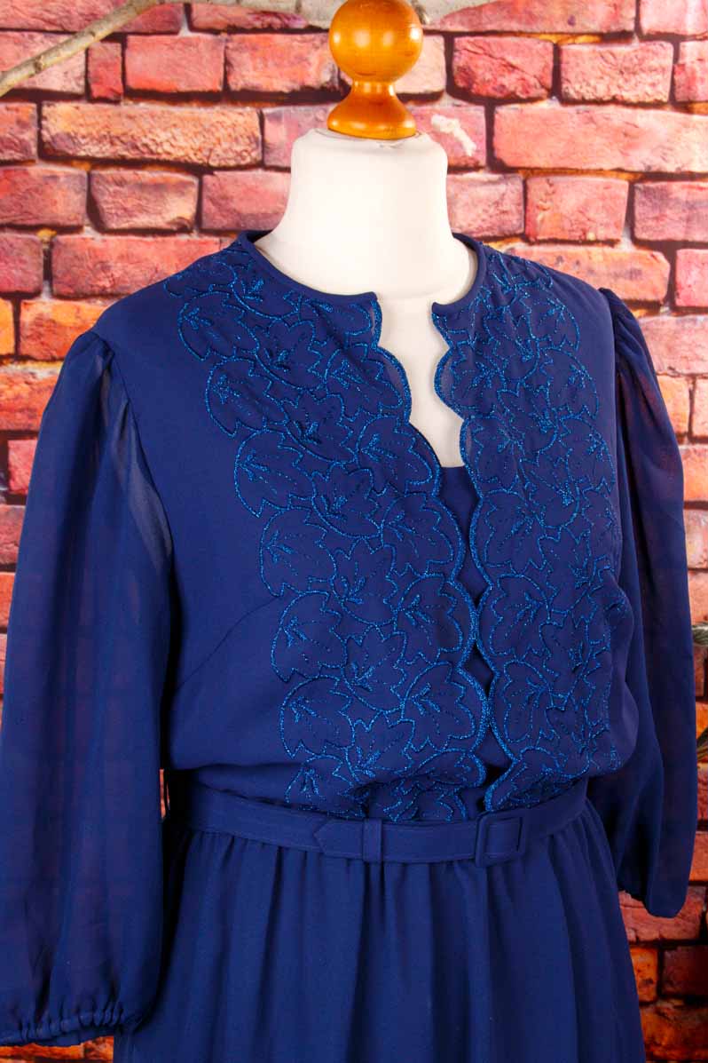 80s Abendkleid blau