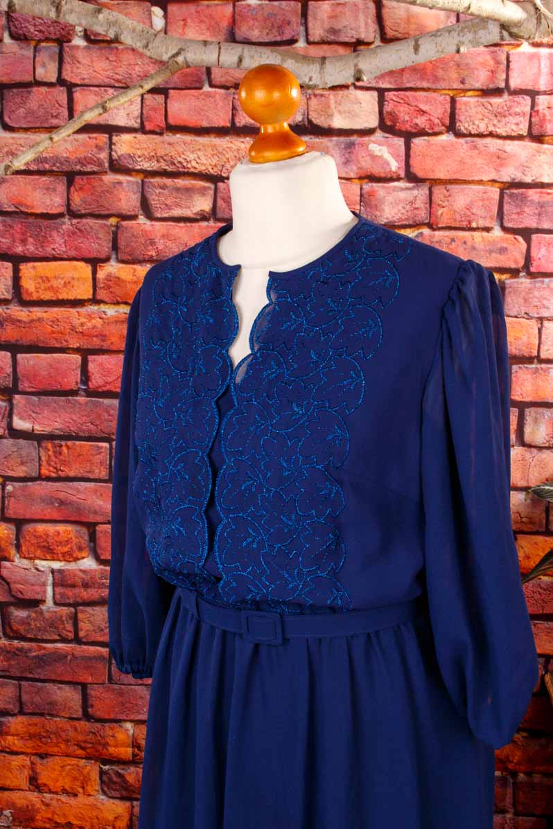 80s Abendkleid blau